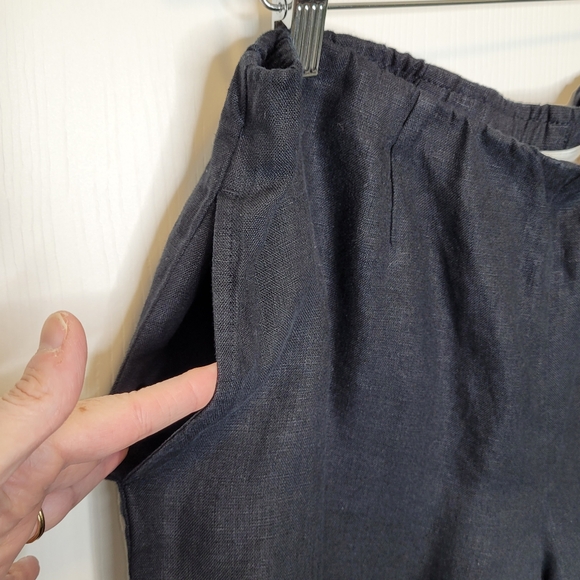 J Jill Pure Jill Linen Relaxed Straight Crop Pants M Black - Picture 2 of 5